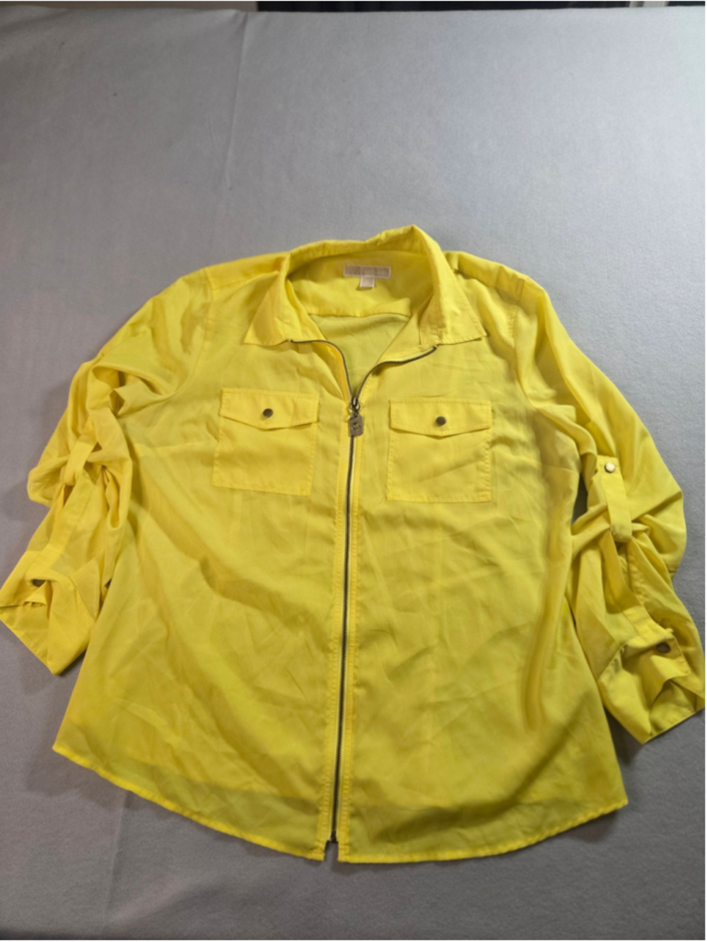 Women's Michael Kors Yellow Button Down Shirt Size XL